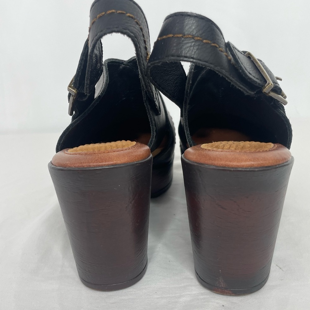 BOC Born Black Leather Clog Heels Womens 10M Slingback Platform Comfort Shoes - Picture 6 of 9